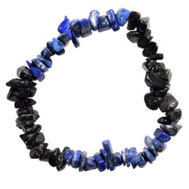 Zenergy Gems Selenite Charged Natural Black Tourmaline & Lapis Lazuli Combo Crystal Bracelets + Baby Selenite Pockey Puffy Heart Charger Included (Black Tourmaline & Lapis Lazuli)