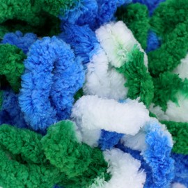 JubileeYarn Fun - Hilado para dedos - Poliéster Jumbo - Colores Team Spirit - 100 g/madeja, azul, verde blanco, 2 madejas