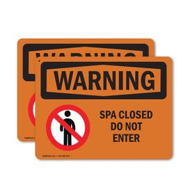 (2 Pack) Spa Closed Do Not Enter OSHA Warning Sign 10 Inch X 7 Inch Plastic Sign, Weather Resistant, UV Protected for Workplace, Business, and Construction Site, Made in the USA
