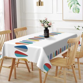 TTQYFNM 54x78inches Rectangle Tablecloth Mid Century Modern 1950S Abstract 1960S Colors Fashion Fifties Table Cloth Stain Resistant Waterproof Table Cover for Outdoor Party Picnic Kitchen Home Decor