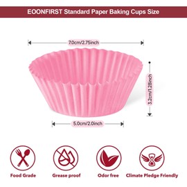 Eoonfirst Bright Rainbow Standard Cupcake Liners No Smell, Food Grade Grease Proof Paper Baking Cups, 400 Pcs