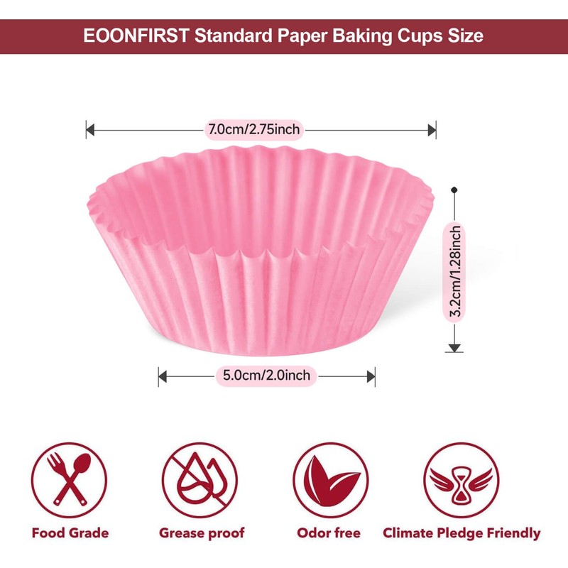 Eoonfirst Bright Rainbow Standard Cupcake Liners No Smell, Food Grade