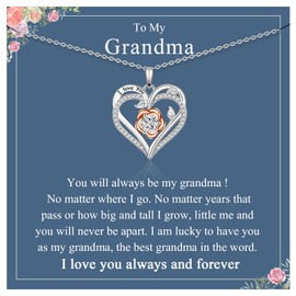 JETBON Grandma Gift - Grandmother Gifts from Granddaughter, Silver Rose Heart Necklaces Jewellery for Women, Grandma Birthday Gifts from Grandchildren, Thoughtful Grandma Christmas Mothers Day