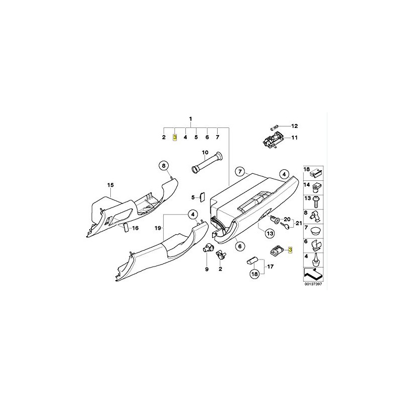 MINI R50 R52 R53 Glove Box Lid Lock Striker Catch