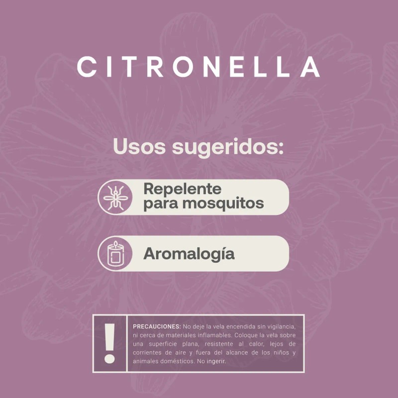 Velas De Citronela 260g, Kit 2 Velas. Duración 26hrs B
