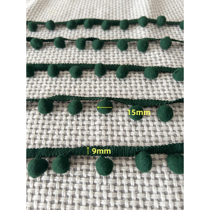Daihellenstone 10 Yards Green Pom Pom Trim Ribbon 15mm Ball