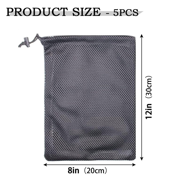 AMYXIYUAN 5Pcs Nylon Sack Durable Net Bag Black Mesh Bag