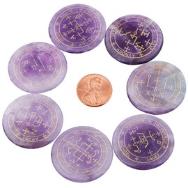 mookaitedecor Chakra Stones Set Engraved Polished Reiki Chakras Healing Stones Palm Stones for Reiki Balancing