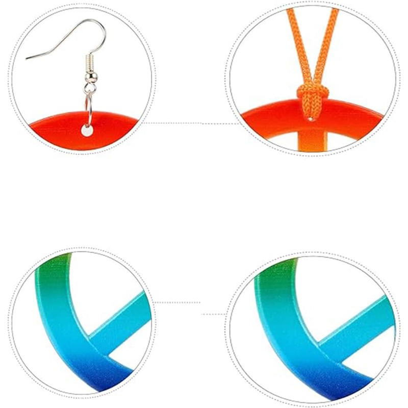 Set de accesorios hippie 5 piezas – Collar paz, aretes,