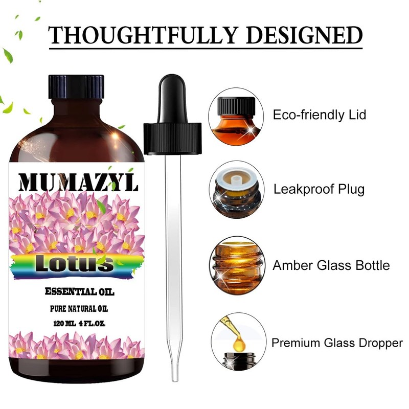 MUMAZYL Lotus Essential Oil 4 Fl Oz 120ML and Essential