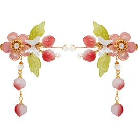 Vintage Pink Flower Hair Clips, Decorative Crystal Hair Clips French Pearl Barrettes, Wedding Hair Pins Rhinestones Hair Accessories for Women Girls Bride Bridesmaid (Pink)