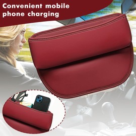VENUSDALI Car Seat Organiser, Center Console Seat Seam Organiser, High Quality Front Seat Side Pocket Accessory, Elegant Leather Organizer for Small Items and Phones (Red)