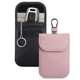 Teskyer Pack of 2 Faraday Bag for Car Keys, Keyless Go Protection, Car Key Protection, Signal Blocker Bag, RFID Protection Car Key for Car Keys, Black and Rose Gold