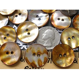 9 Buttons mKET Gold Tone Dyed MOP Shell Buttons 22MM 36L 7/8" Pearl 2 Hole sew on 6 pcs Rustic Shell Curved 2mm Holes 1mm to 3mm Thick