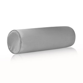 Satin Cylinder Pillowcase | Silk-Like Roll Bolster Pillow Cover with Hidden Zipper | Neck Roll Covers for Hair & Skin Friendly（ Silver gray24 x 6" ）