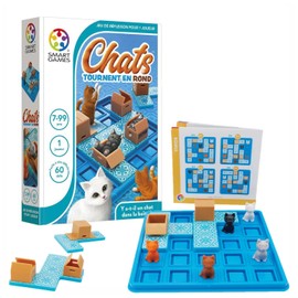 Smart Games - Chats Tournent En Rond - Remue-Méninges Éducatif - Jeu de stratégie Multi-Niveaux et renforcement des compétences - Jeu de logique et de Réflexion - 7 ans + - 1 joueur - SG 450 FR.