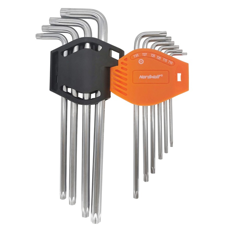 NordWolf 10-Piece Torx Wrench Set, S2 Steel Long Arm Security