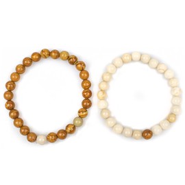 Myga Couples Bracelets - Matching Bead Distance Bracelets for Couples, Friends, and Loved Ones - Beautiful Jewellery made with Natural Stone, Wood and Glass - Unity