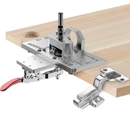 35mm Concealed Door Hinge Jig, Cabinet Hinge Hole Drilling Jig with Quick Clamp & Dust Vacuum Adapter - Precision Metal Woodworking Mounting Tool for Perfect Hinge Installation