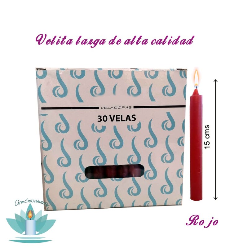 VELA PARAFINA ALTA CALIDAD 30 PZAS 15 CM X 1.5