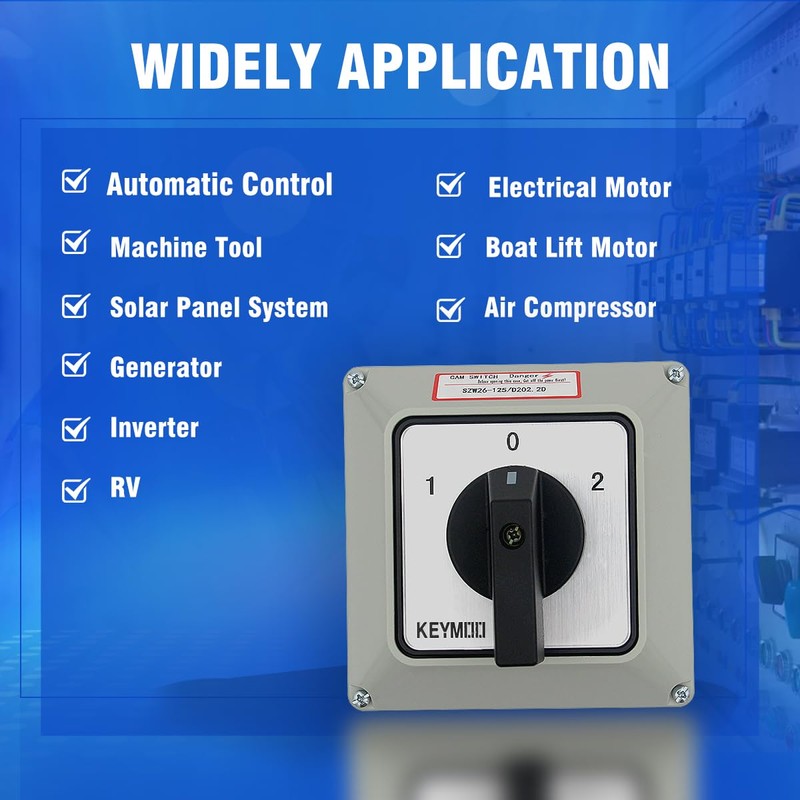 Keymoo 125A Rotary Changeover Switch with Master Switch Exterior Box,