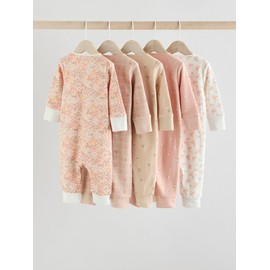 NEXT Pack of 5 baby pyjamas with two-way zip, neutral