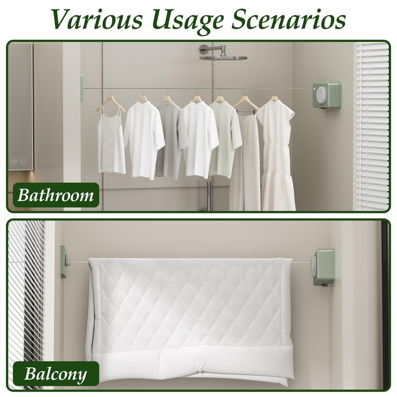 Danpoo Retrachable Clothesline Indoor Clothing Line Laundry Line Retractable Clothes