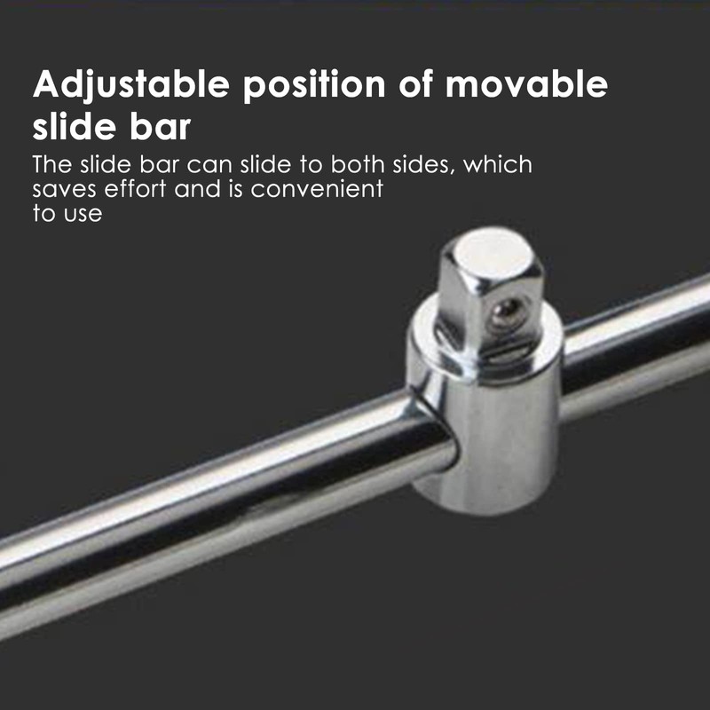 T Handle Sliding Bar, 1/4" 3/8" 1/2" Drive Sliding Wrench