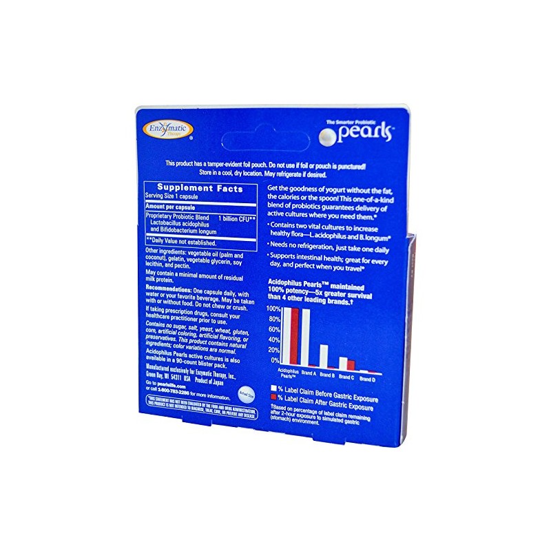 Enzymatic Therapy - Acidophilus Pearls - 30 Capsules