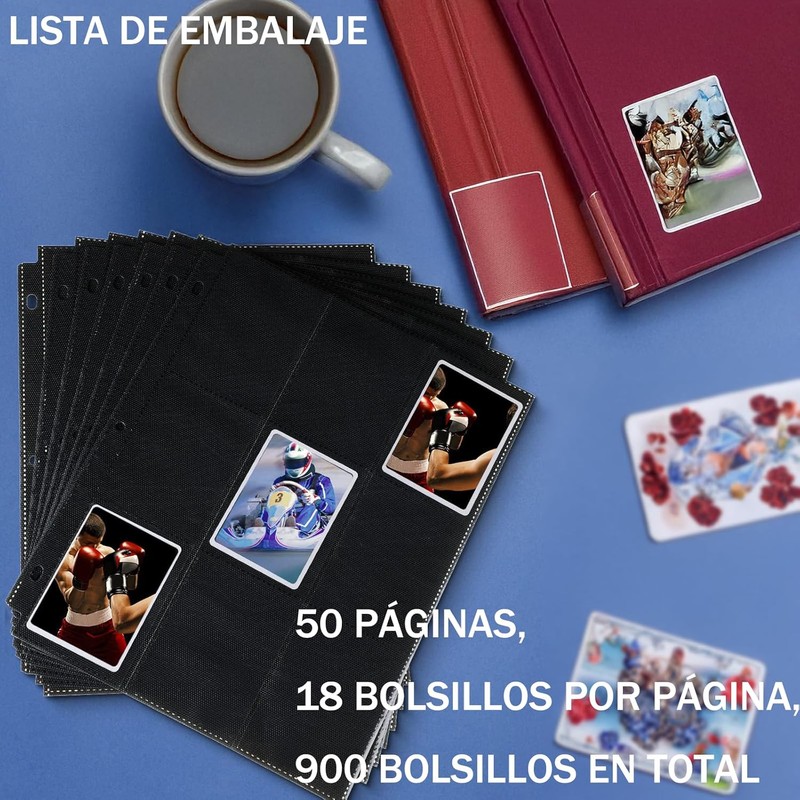 900 Bolsillos Protector de Cartas, Yeeclot 50 páginas Carpeta de