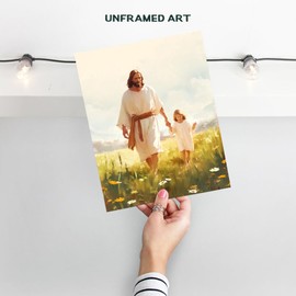 Jesus Picture Spiritual Decor - Christian Signs, Spiritual Home Decor, Jesus Posters 8x10- Nursery Wall Art Kids Decorations - Religious Decorations - Little Kids Room Artwork - Toddler Bedroom Print