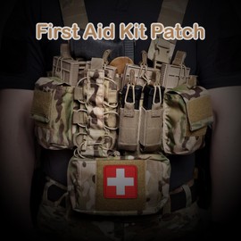 Demearly 4 PCS First Aid Kit Patch, Medic Red Cross Patch Tactical Medical Patches for Packs Military Bags Backpacks Clothings Jackets Hats Pet Harness (PVC, 2" x 2")