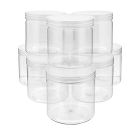 Juvale Slime Containers with Lids - 8 Pack Clear Plastic Jars for Kids DIY Crafts (12 oz) - Jars With Lids - Slime Supplies