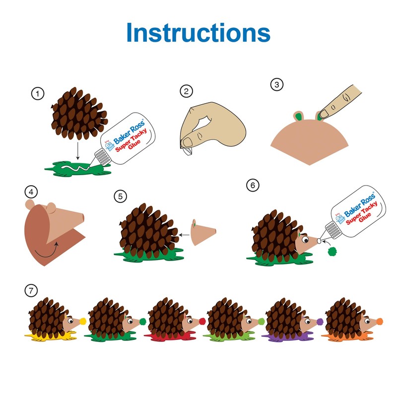Baker Ross FX169 Hedgehog Pinecone Kits - Pack of 6,