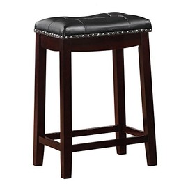 Angel Line Cambridge Padded Saddle Stool with Cushion, 24" Set of 1, Espresso with Black