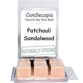Candlecopia Patchouli Sandalwood Strongly Scented Hand Poured Vegan Wax Melts, 12 Scented Wax Cubes, 6.4 Ounces in 2 x 6-Packs