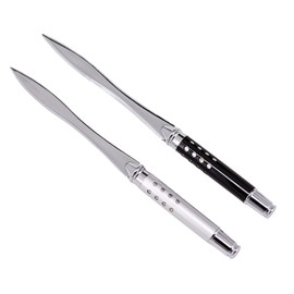 JNAWA 2Pieces Letter Opener Metal Black and Silver Envelope Packages Cutter Lightweight and Portable Paper Opener for School Office Home Use