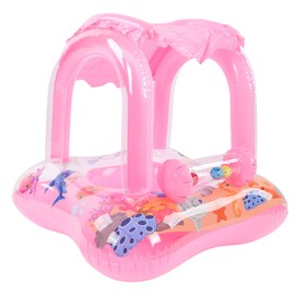 Flotador de piscina para bebés, Flotador inflable para bebé con toldo y parasol Asiento seguro Juguetes de verano para jugar en la playa con forma de barco Para niños pequeños (Rosa)