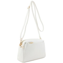 FashionPuzzle Triple Zip Small Crossbody Bag, White, One Size