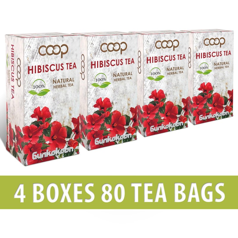80 Tea Bags Hibiscus Tea 100% Natural - 4 Boxes