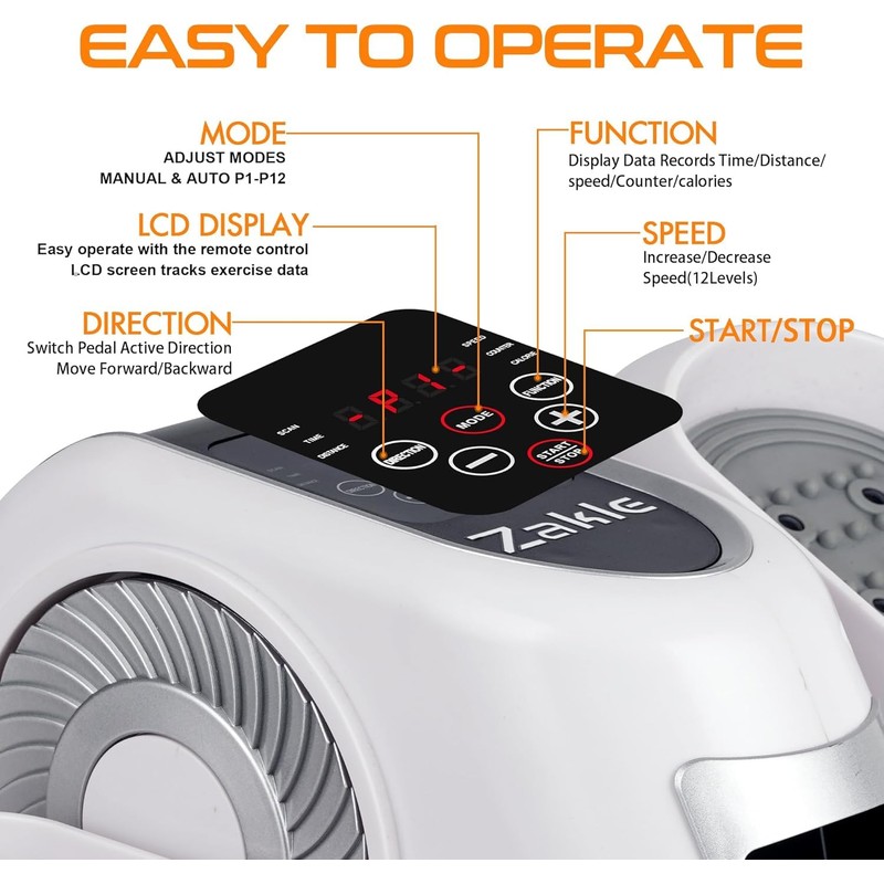 Zakle Under Desk Elliptical Machine, Electric Elliptical Training Machine for