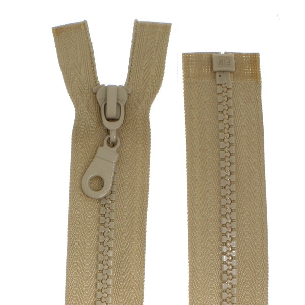 Plastic Zips Coarse 5 mm Separable (25 cm, Beige)