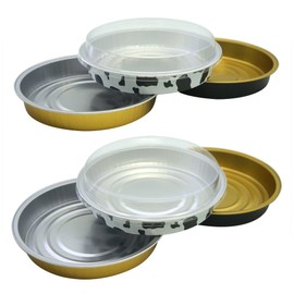 MYStar Set of 12, 6" Round Shape Non-stick Aluminum Baking Cups, Mini Pizza Pans, Pie Tins, Pastry Mold with Lids, 3 colors (Gold, Millcow, Black&Gold)
