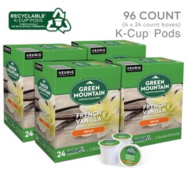 Green Mountain Coffee Roasters French Vanilla Decaf Keurig Single-Serve K-Cup pods, Light Roast Coffee, 96 Count
