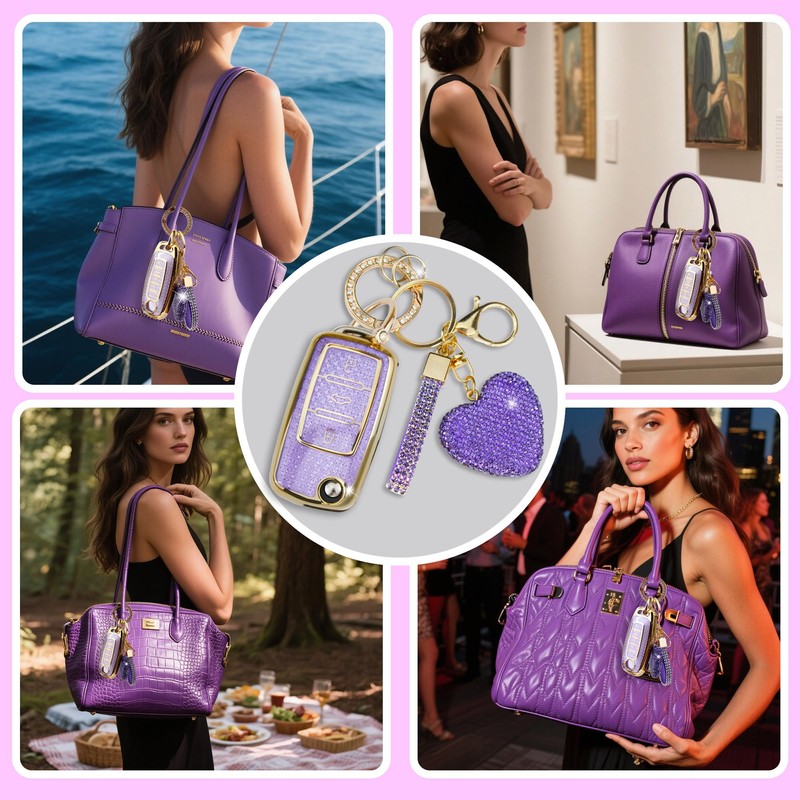 Simocky for VW Key Fob Cover with Heart Keychain, Car