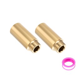 Awclub Shower Head Extension Arm, Brass G1/2 Male to Female Thread 60mm/2.36" Length Extender Pipe Fitting Nipple for Showers, Faucets, and Plumbing with PTFE Thread Seal Tape 2 Pack