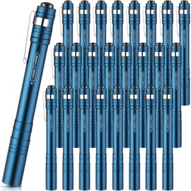 Tujoe 12 Pack LED Penlight Bulk, Pocket Flashlight with Clip, Aluminum Pen Flashlights Mini Pen Light for Nurses Hospital Outdoor Camping Emergency Hiking (Lake Blue)