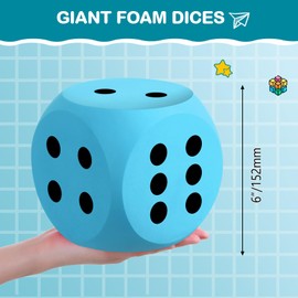 Shappy 6 Inches Foam Dice Fun Filled Large Educational Toy Kawaii Giant Dice Decorative Eva Foam Jumbo Cube Big Square Building Blocks for Game Nights Learning Sessions (Pink and Blue,2 Pcs)