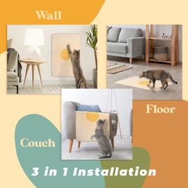 Multi-Use Cat Scratcher, Cat Wall Scratcher, Couch Protector from Cat Scratching, Sisal Cat Scratcher, (Sun)