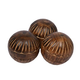 EDHAS Decorative Mango Wood Round Balls Set of 3 For Centerpiece or Individual Use Ideal for Use in Tray Bowl or Basket Décor (7.62cm x 7.62cm x 7.62cm)